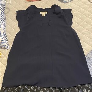 Monteau Navy Blue Ruffle Blouse